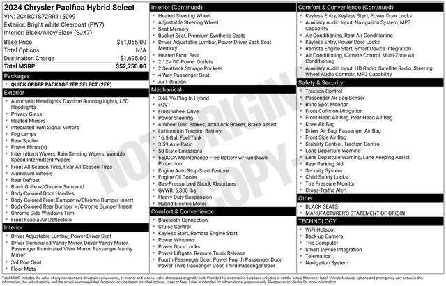 2024 Chrysler Pacifica Plug-In Hybrid Select