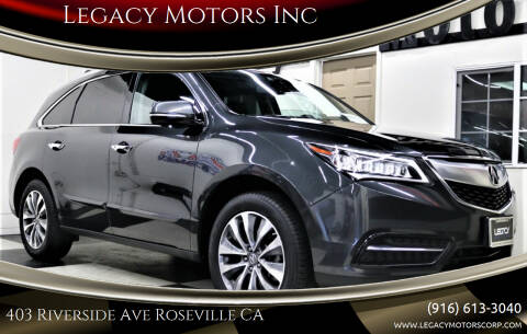 2014 Acura MDX for sale at Legacy Motors Inc in Roseville CA