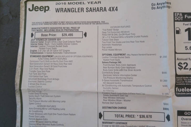 2016 Jeep Wrangler Sahara