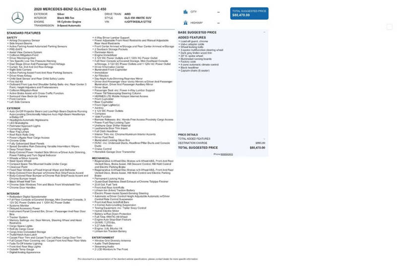 2020 Mercedes-Benz GLS GLS 450