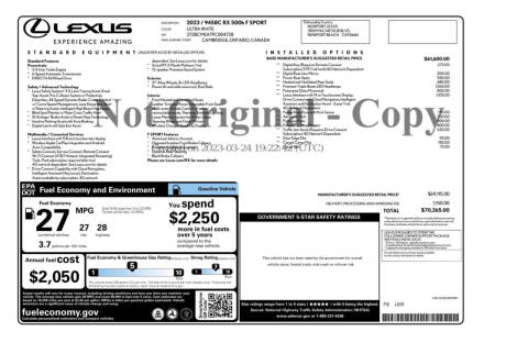 2023 Lexus RX 500h F SPORT Performance