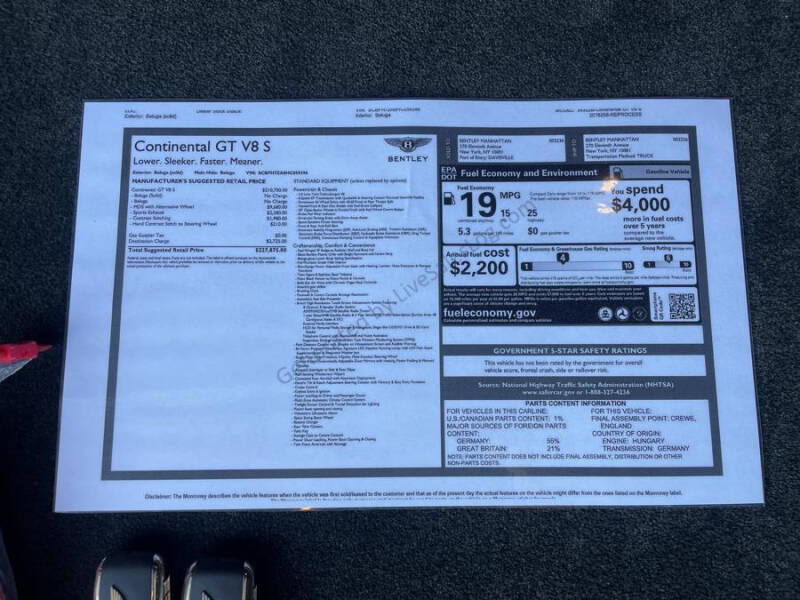 2017 Bentley Continental GT V8 S