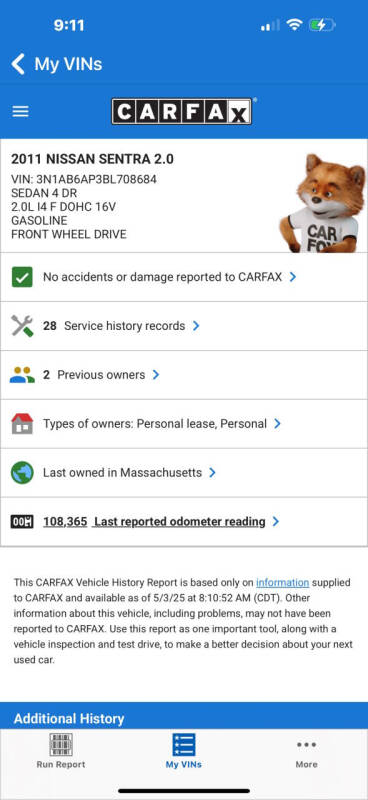 Used 2011 Nissan Sentra SR with VIN 3N1AB6AP3BL708684 for sale in Westfield, MA