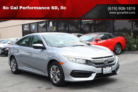 2016 Honda Civic for sale at So Cal Performance SD, llc in San Diego CA