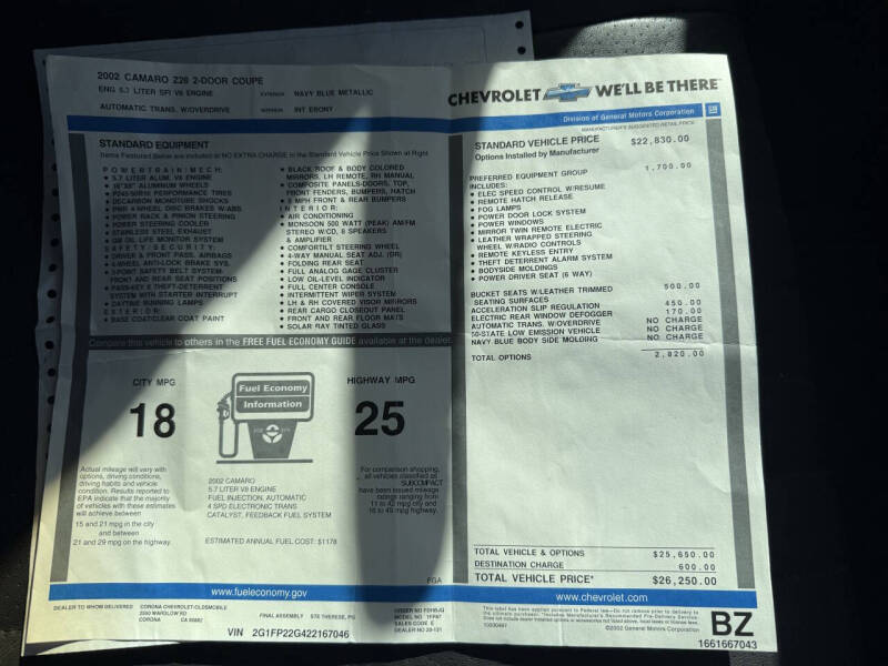 2002 Chevrolet Camaro Z28