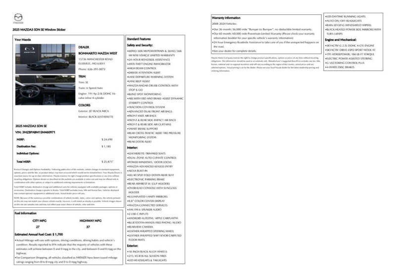 2025 Mazda Mazda3 Sedan 2.5 S Select Sport