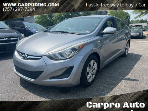 2016 Hyundai Elantra for sale at Carpro Auto Sales in Chesapeake VA