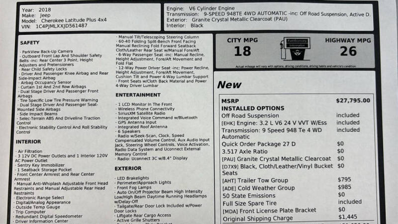 2018 Jeep Cherokee Latitude Plus