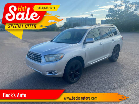 2008 Toyota Highlander for sale at Beck's Auto in Chesterfield VA