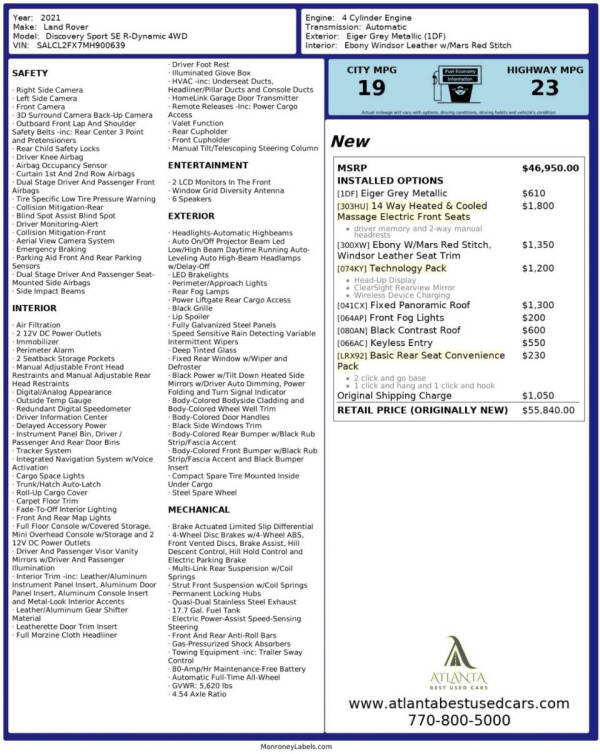 2021 Land Rover Discovery Sport P250 SE R-Dynamic