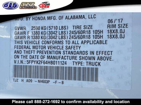 2017 Honda Ridgeline RTL-T