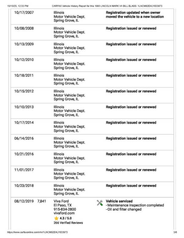 1990 Lincoln Mark VII Bill Blass