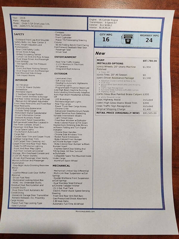 2019 Maserati Ghibli SQ4 GranLusso