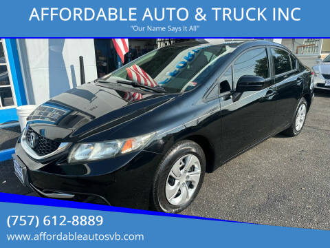2015 Honda Civic for sale at AFFORDABLE AUTO & TRUCK INC in Virginia Beach VA