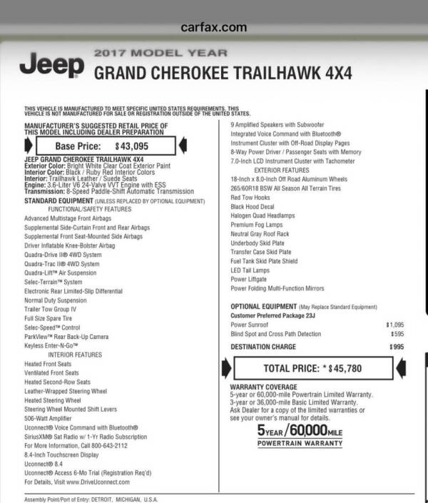 2017 Jeep Grand Cherokee Trailhawk