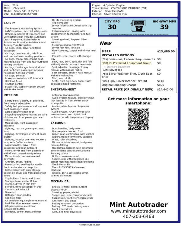 2014 Chevrolet Spark LS CVT