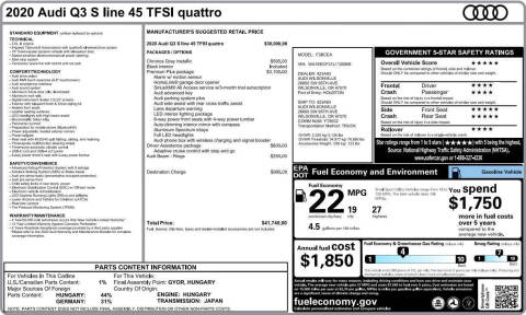 2020 Audi Q3 quattro S line Prem Plus 45 TFSI