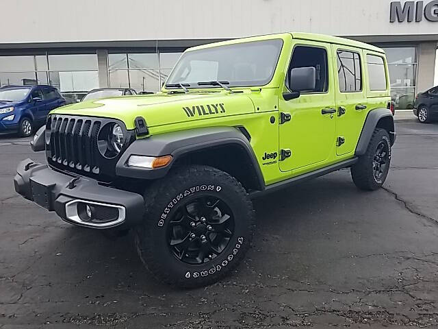 Used 2021 Jeep Wrangler Unlimited Willys with VIN 1C4HJXDN9MW820904 for sale in Bellefontaine, OH