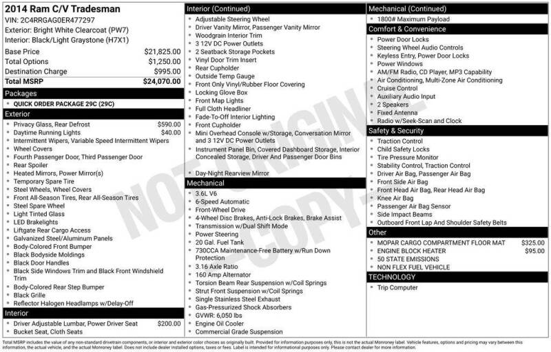 2014 RAM C/V Tradesman