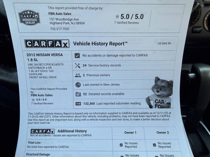 2012 Nissan Versa 1.8 SL
