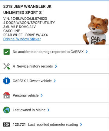 2018 Jeep Wrangler JK Unlimited Sport S