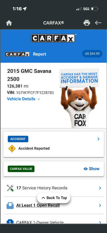 2015 GMC Savana 2500