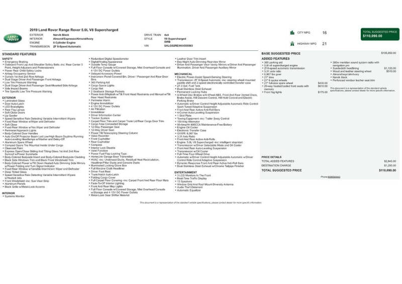 2019 Land Rover Range Rover Supercharged