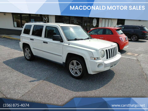 2008 Jeep Patriot for sale at MacDonald Motor Sales in High Point NC