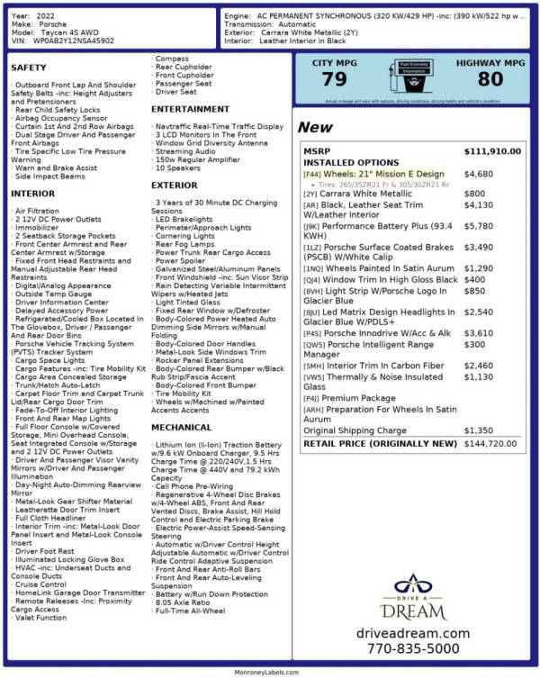 2022 Porsche Taycan 4S