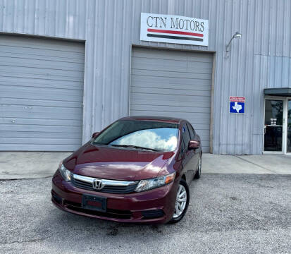 2012 Honda Civic for sale at CTN MOTORS in Houston TX