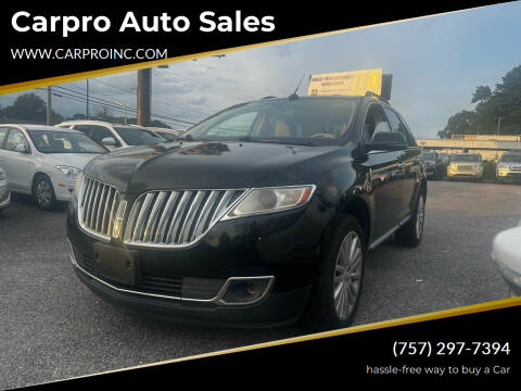 2012 Lincoln MKX for sale at Carpro Auto Sales in Chesapeake VA