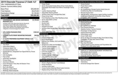 2019 Chevrolet Traverse LT Cloth