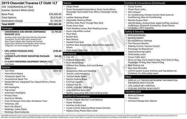 2019 Chevrolet Traverse LT Cloth