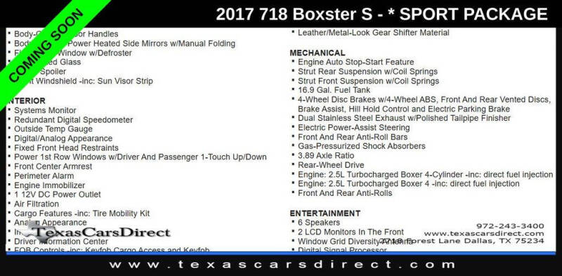 2017 Porsche 718 Boxster S