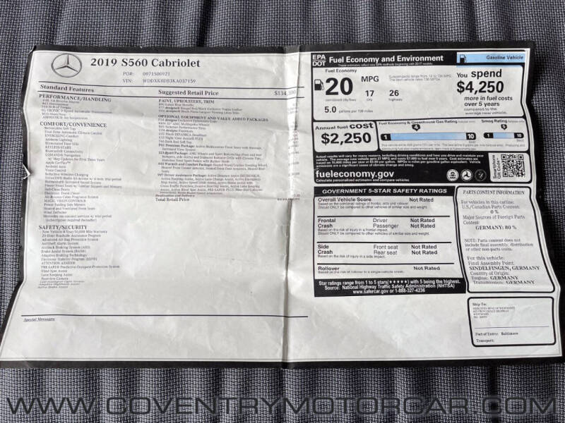 2019 Mercedes-Benz S-Class S 560