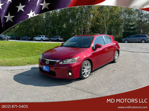 2012 Lexus CT 200h for sale at MD Motors LLC in Williston VT
