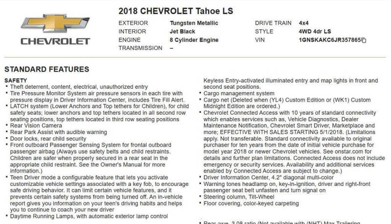 2018 Chevrolet Tahoe LS