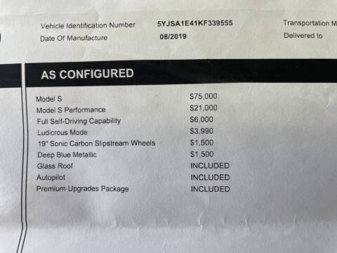 2019 Tesla Model S Performance
