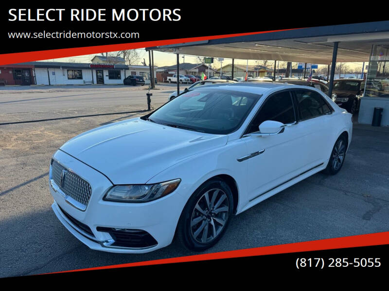 2020 Lincoln Continental for sale at SELECT RIDE MOTORS in Arlington TX