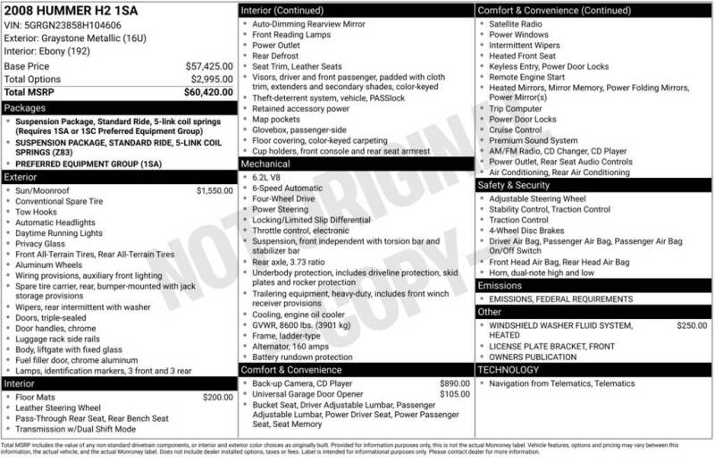 2008 HUMMER H2