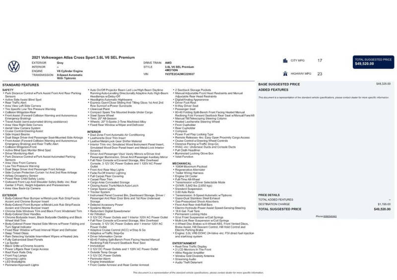 2021 Volkswagen Atlas Cross Sport V6 SEL Premium 4Motion