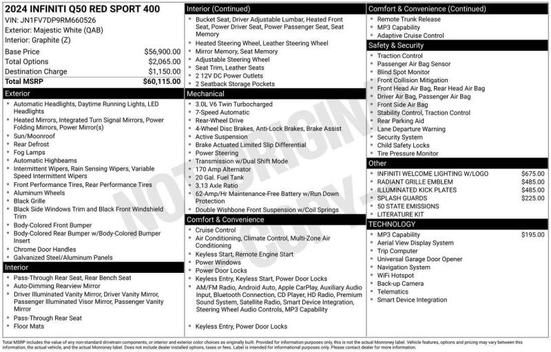 2024 Infiniti Q50 Red Sport 400