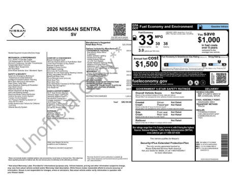 2026 Nissan Sentra SV