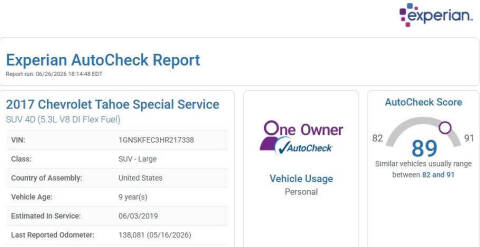 2017 Chevrolet Tahoe Special Service