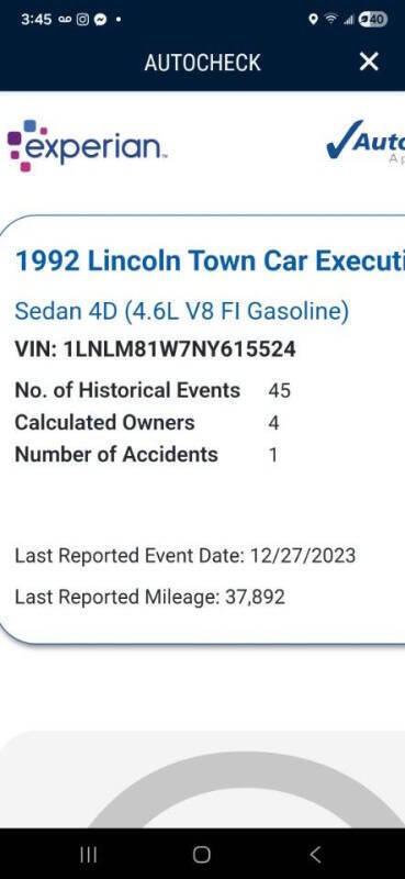 1992 Lincoln Town Car Executive