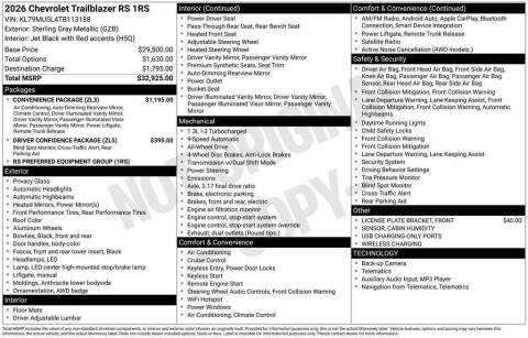 2026 Chevrolet TrailBlazer RS