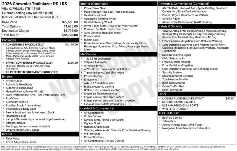 2026 Chevrolet TrailBlazer RS