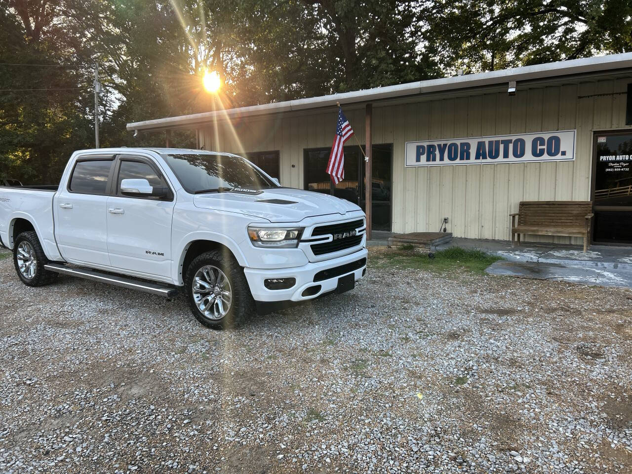 White 2020 Ram 1500 Laramie 4x4 Laramie 4dr Crew Cab 5.6 ft. SB Pickup 2