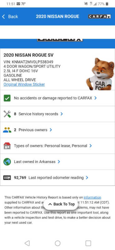 2020 Nissan Rogue SV