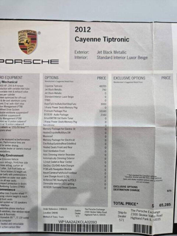 2012 Porsche Cayenne Tiptronic